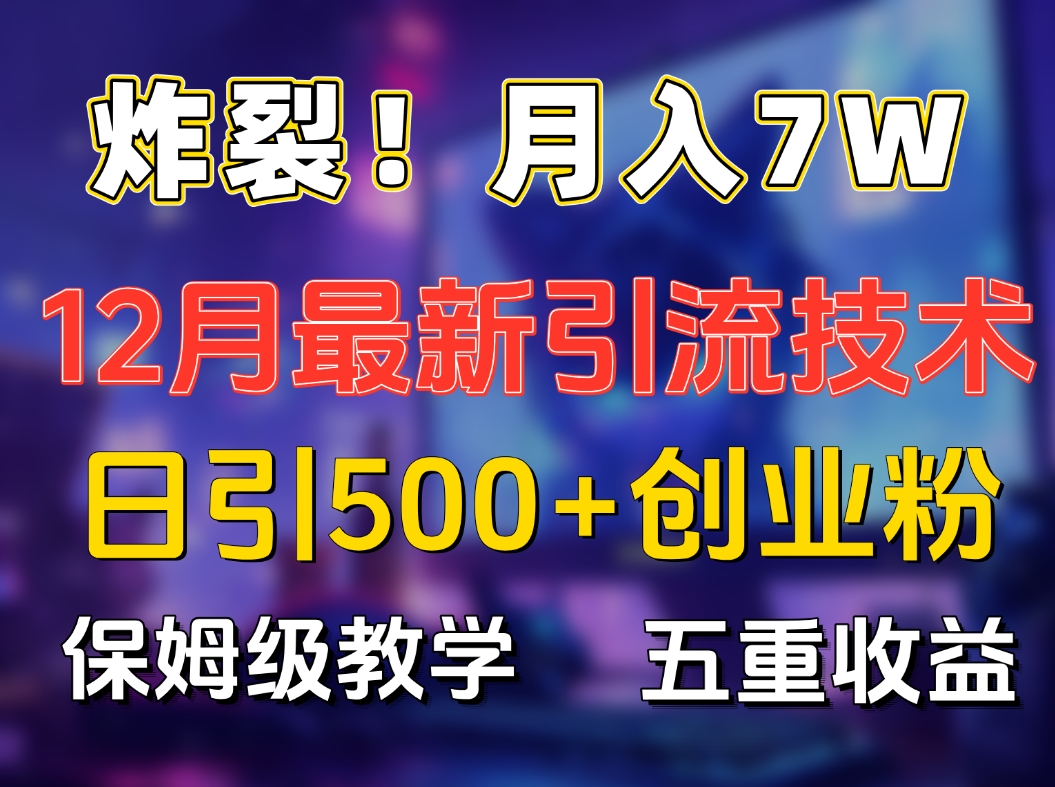 炸裂！月入7W+揭秘12月最新日引流500+精准创业粉，多重收益保姆级教学-翌晨科技网