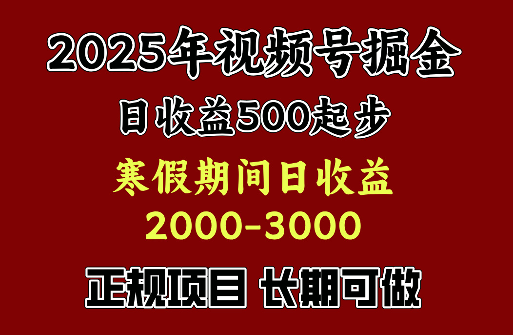 最新视频号项目，单账号日收益500起步，寒假期间日收益2000-3000左右，-翌晨科技网
