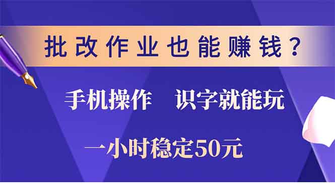 批改作业也能赚钱？0门槛手机项目，识字就能玩！一小时稳定50元！-翌晨科技网