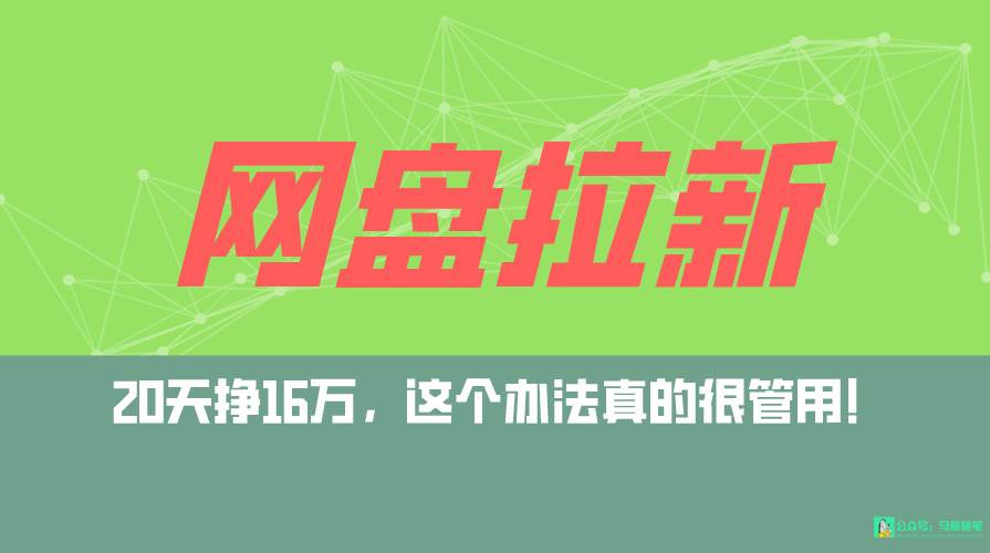 网盘拉新+私域全自动玩法，0粉起号，小白可做，当天见收益，已测单日破5000-翌晨科技网