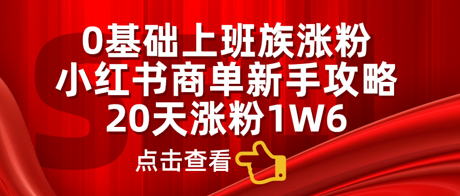 小红书商单新手攻略，20天涨粉1.6w，0基础上班族涨粉-翌晨科技网