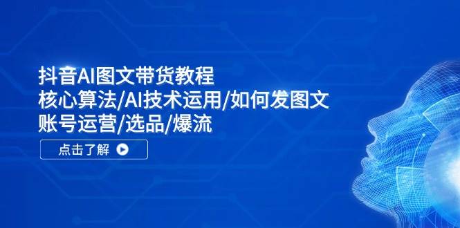 抖音AI图文带货教程：核心算法/AI技术运用/如何发图文/账号运营/选品/爆流-翌晨科技网
