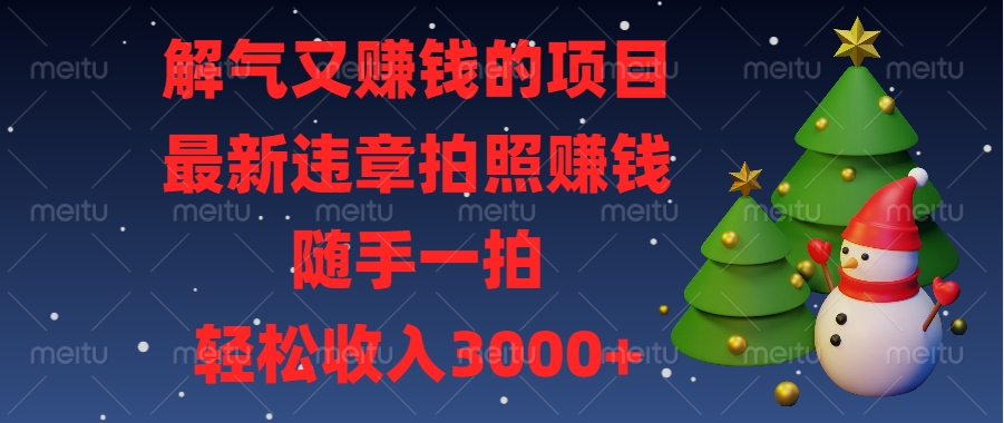 最新违章拍照赚钱,随手一拍,解气又赚钱的项目,轻松收入3000+-翌晨科技网