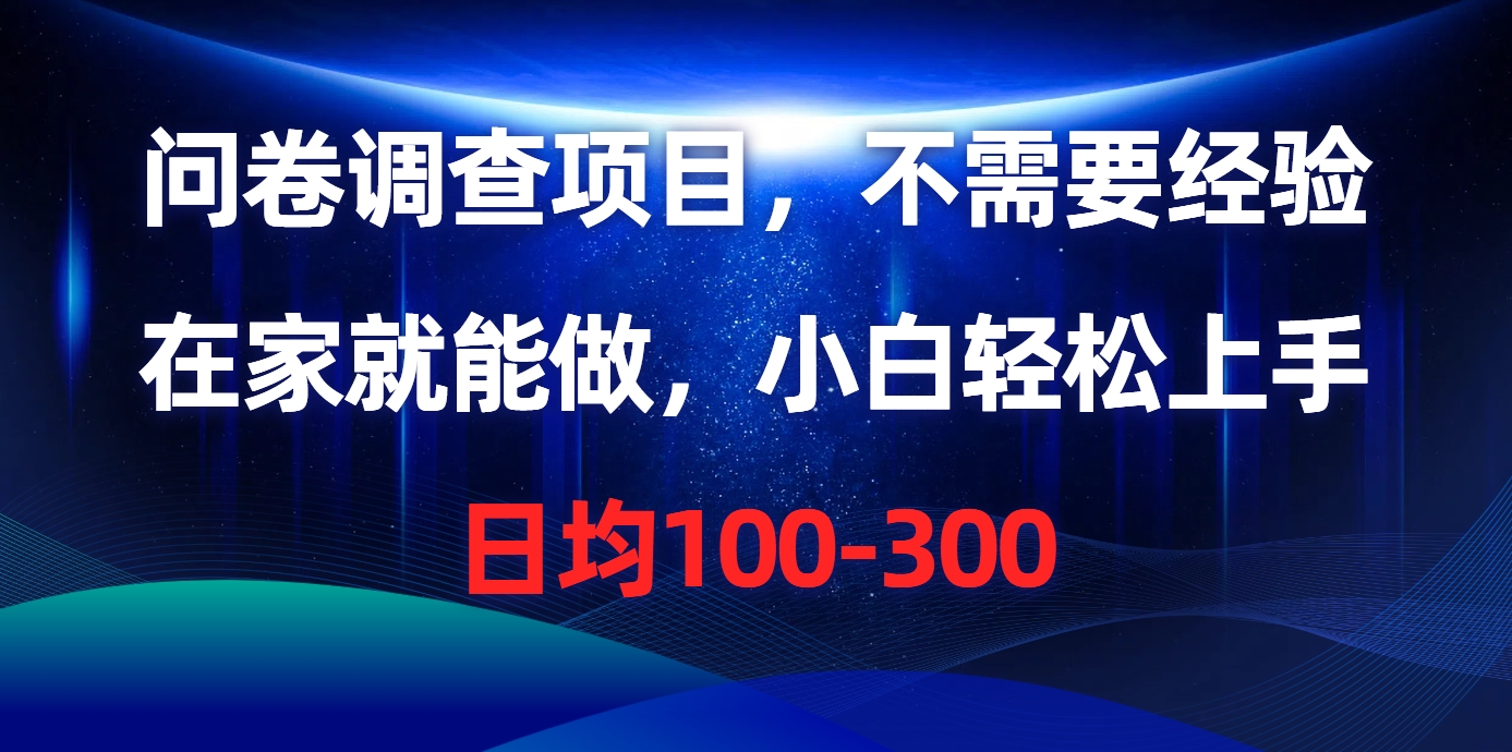 问卷调查项目，在家就能做，不需要经验，日均100-300-翌晨科技网