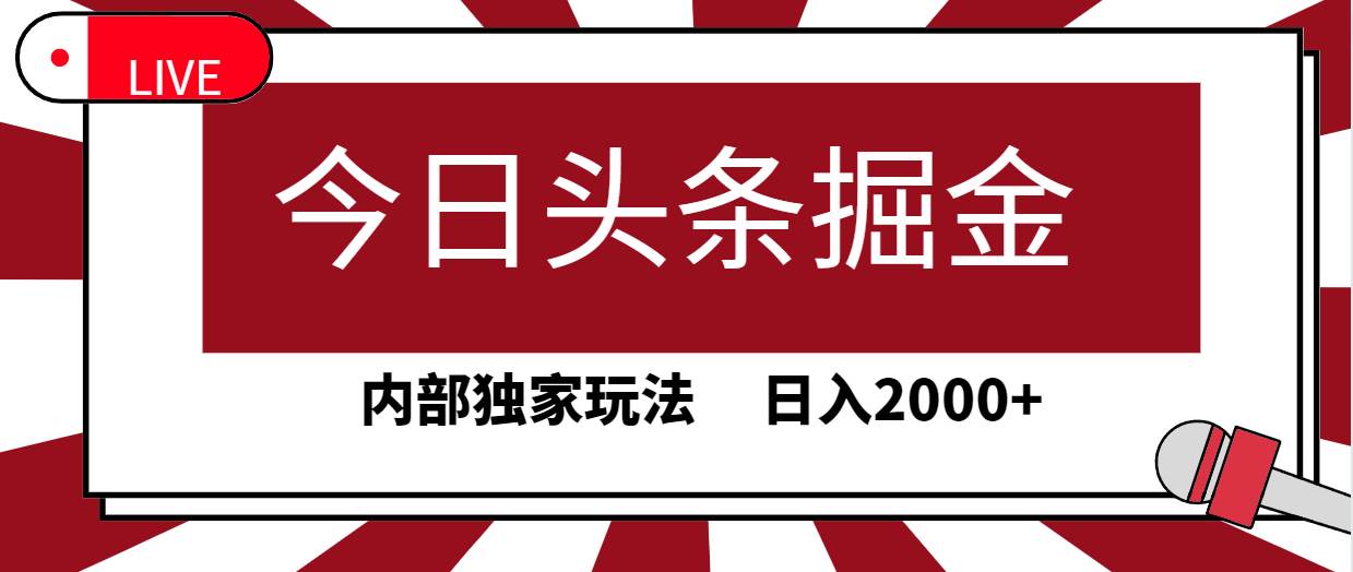 今日头条掘金，30秒一篇文章，内部独家玩法，日入2000+-翌晨科技网
