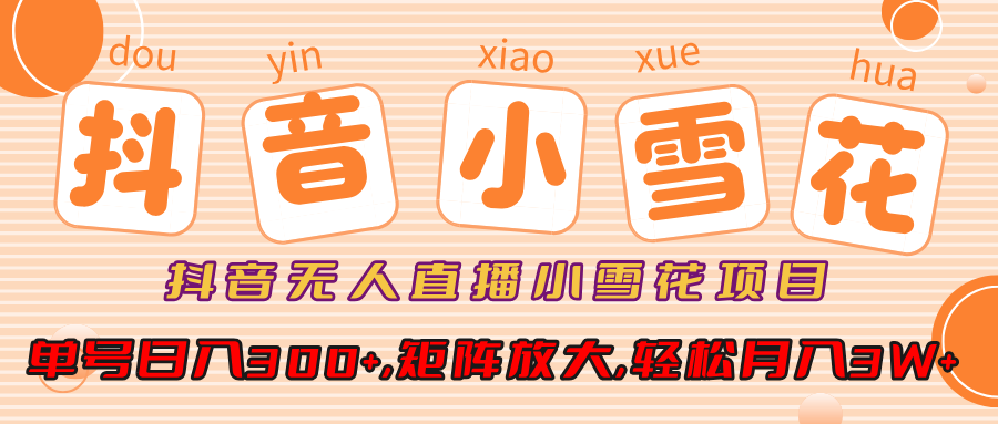 小雪花项目，抖音无人直播，单号日入300+,矩阵放大,轻松月入3W+-翌晨科技网