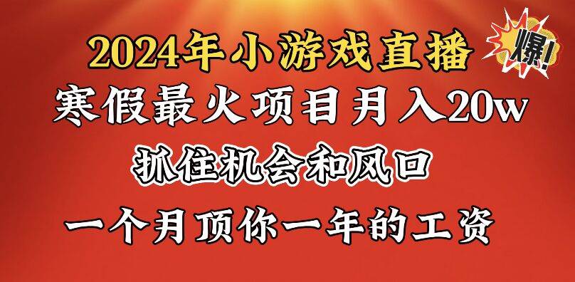 2024年寒假爆火项目，小游戏直播月入20w+，学会了之后你将翻身-翌晨科技网