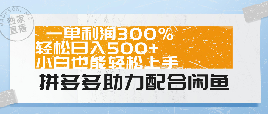 拼多多助力配合闲鱼 一单利润300% 轻松日入500+ 小白也能轻松上手！-翌晨科技网
