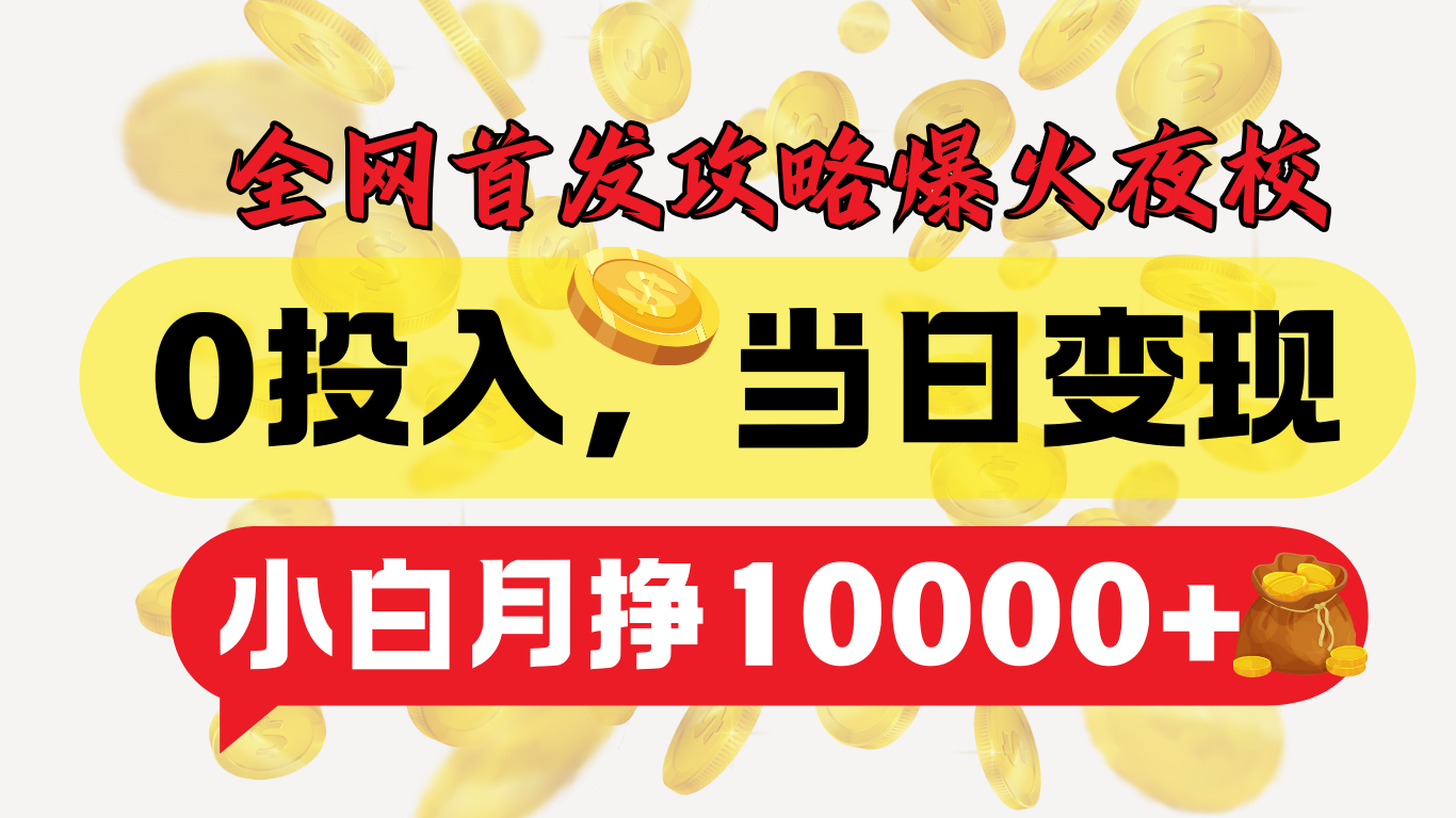 全网首发！爆火夜校，0投入，当日变现，小白轻松月入1w+-翌晨科技网