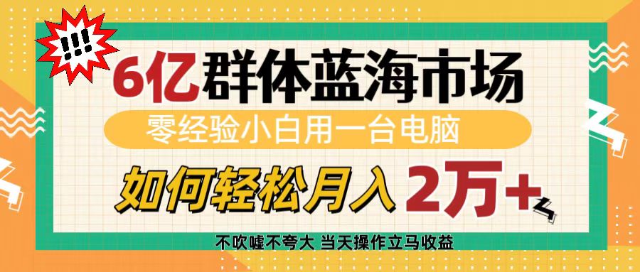6亿群体蓝海市场，零经验小白用一台电脑，如何轻松月入2万+-翌晨科技网