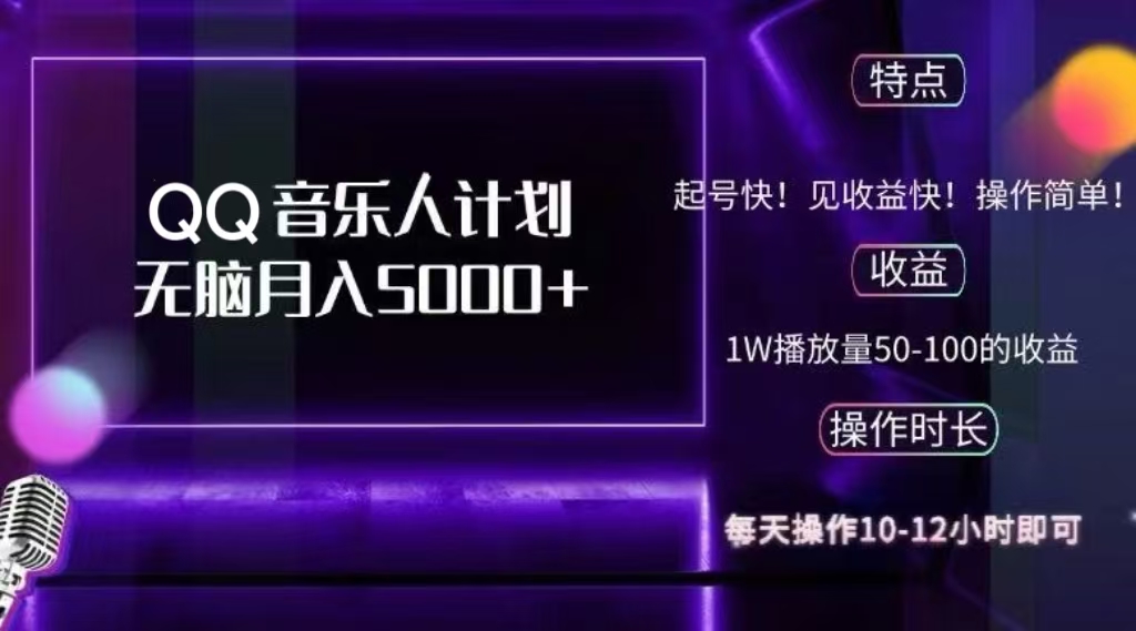 2024 QQ音乐人计划，轻松月入5000+，纯无脑操作，可批量放大操作-翌晨科技网