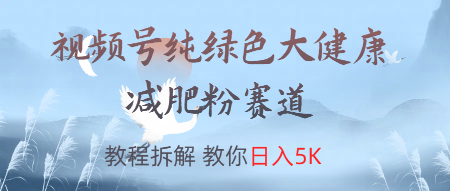 视频号纯绿色大健康粉赛道，教程拆解，教你日入5K-翌晨科技网