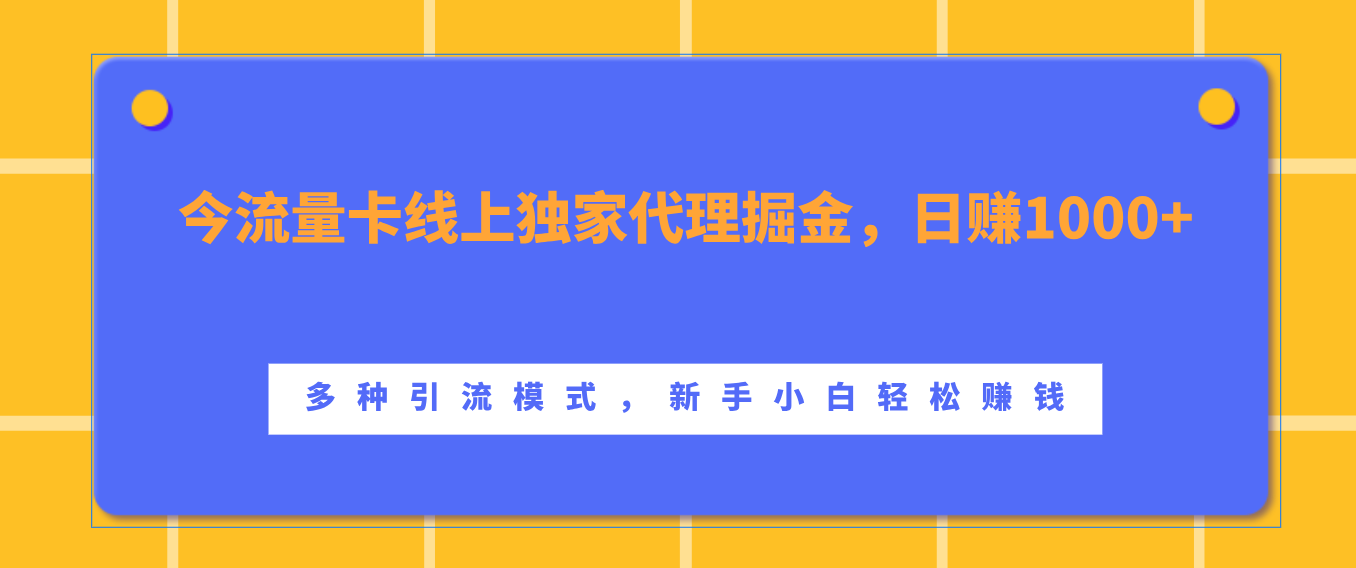 流量卡线上独家代理掘金，日赚1000+ ，多种引流模式，新手小白轻松赚钱-翌晨科技网