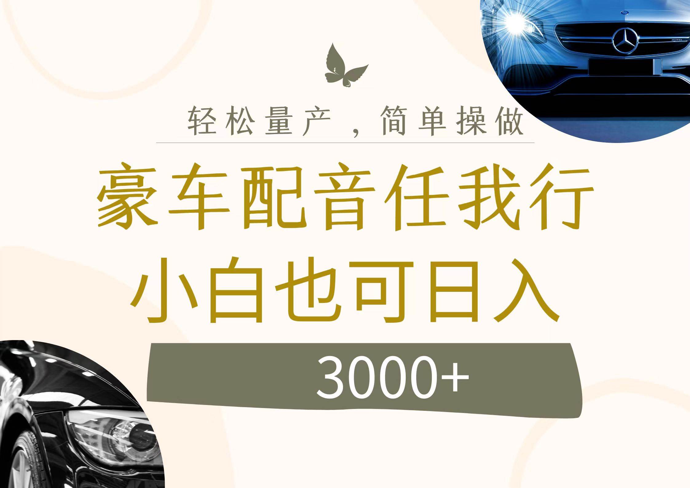 不为人知的暴力小项目，豪车配音，日入3000+-翌晨科技网