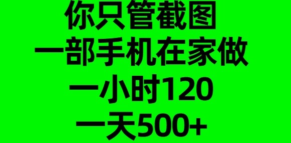 你只管截图，一部手机在家做，一小时120，一天500+-翌晨科技网