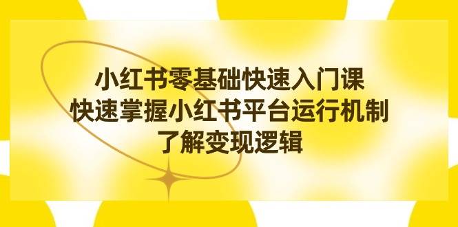 小红书0基础快速入门课，快速掌握小红书平台运行机制，了解变现逻辑-翌晨科技网