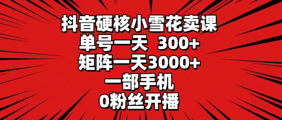 抖音硬核小雪花卖课，单号一天300+，矩阵一天3000+，一部手机0粉丝开播-翌晨科技网
