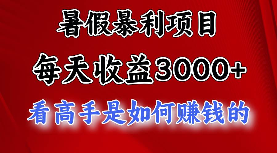 暑假暴利项目，每天收益3000+ 努努力能达到5000+，暑假大流量来了-翌晨科技网
