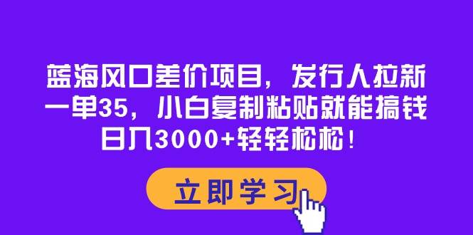 蓝海风口差价项目，发行人拉新，一单35，小白复制粘贴就能搞钱！日入3000+轻轻松松-翌晨科技网
