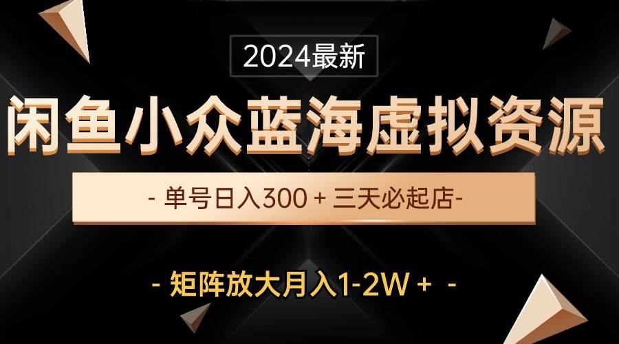 最新闲鱼小众蓝海虚拟资源，单号日入300＋，三天必起店，矩阵放大月入1-2W-翌晨科技网