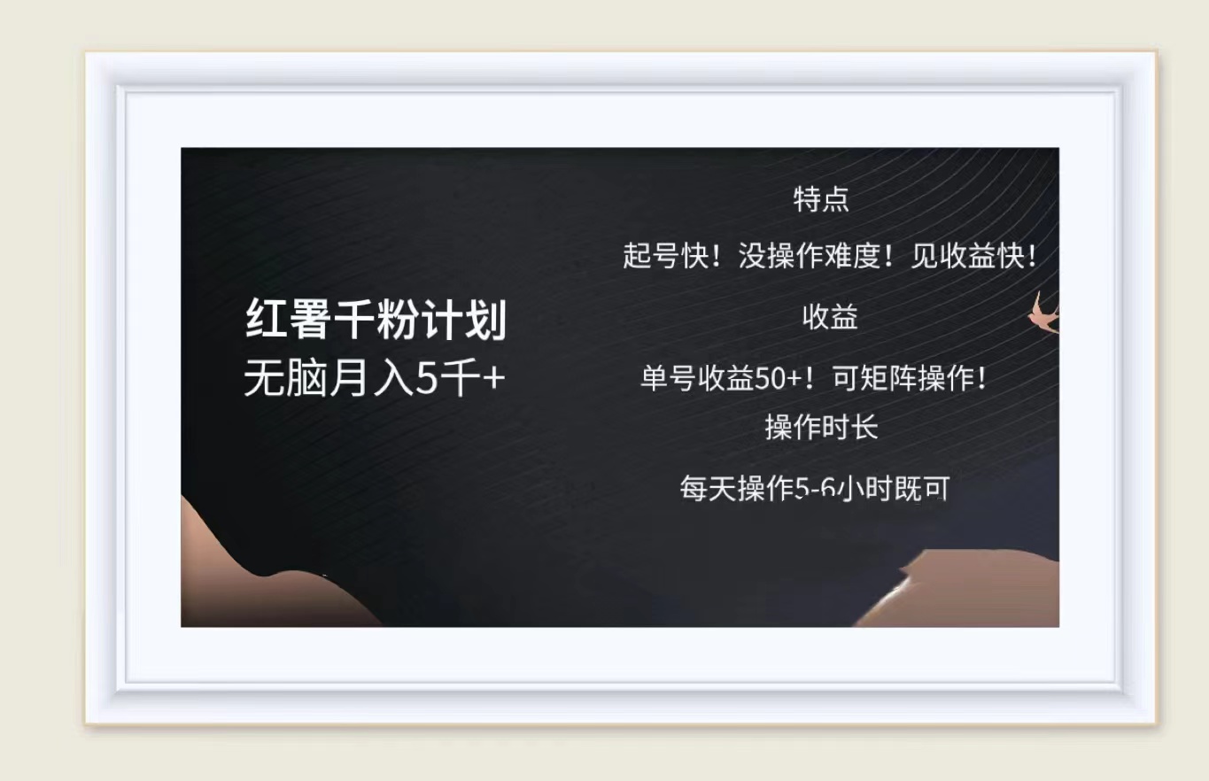 红薯千粉计划无脑月入5千➕！既做既赚！-翌晨科技网