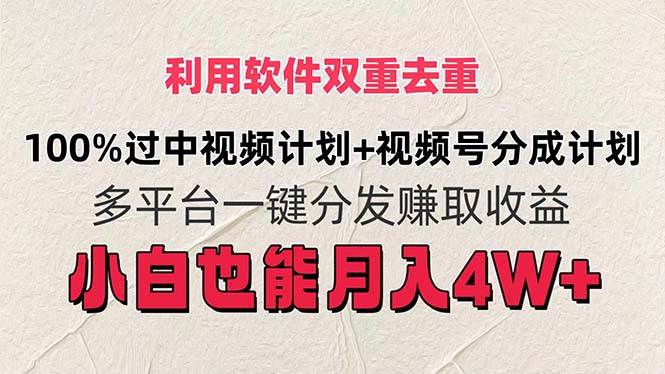 利用软件双重去重，100%过中视频+视频号分成计划小白也可以月入4W+-翌晨科技网