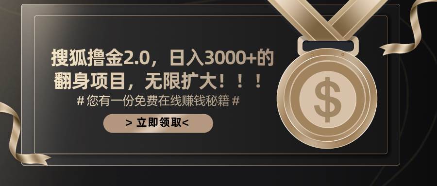 搜狐撸金2.0日入3000+，可无限扩大的翻身项目-翌晨科技网