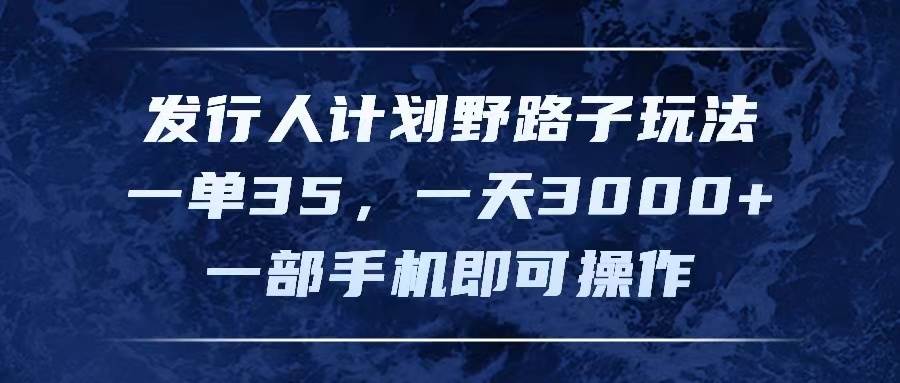 发行人计划野路子玩法，一单35，一天3000+，一部手机即可操作-翌晨科技网