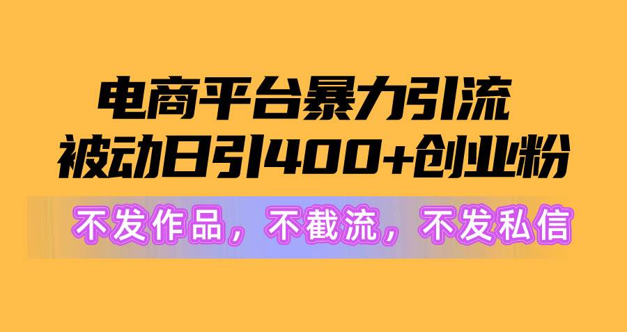 电商平台暴力引流,被动日引400+创业粉不发作品，不截流，不发私信-翌晨科技网