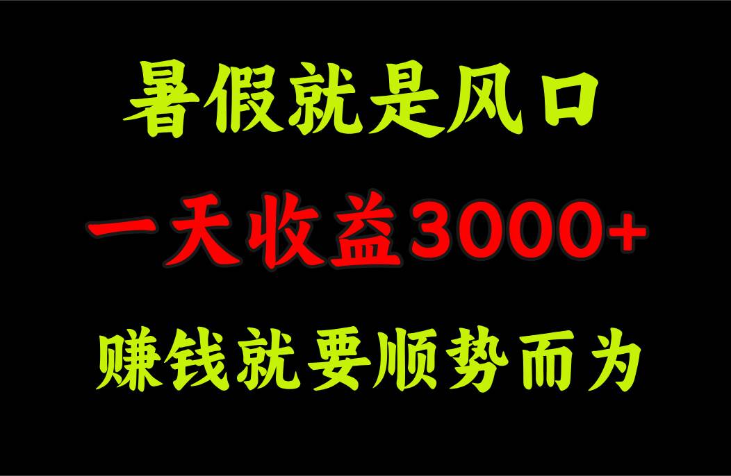 一天收益3000+ 赚钱就是顺势而为，暑假就是风口-翌晨科技网