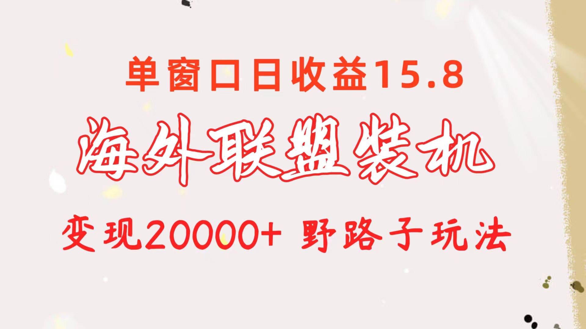 海外联盟装机 单窗口日收益15.8  变现20000+ 野路子玩法-翌晨科技网
