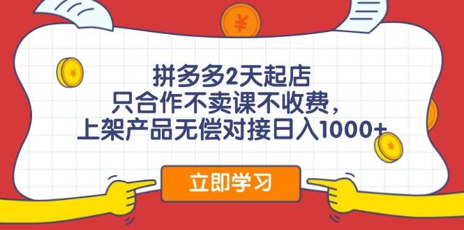 拼多多0成本开店，只合作不卖课不收费，0成本尝试，日赚千元+-翌晨科技网