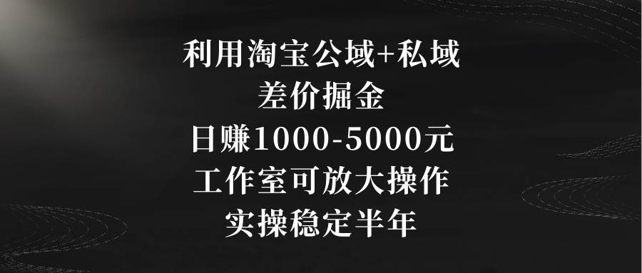 利用淘宝公域+私域差价掘金，日赚1000-5000元，工作室可放大操作，实操...-翌晨科技网
