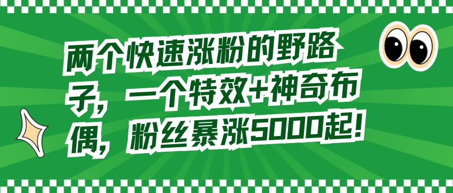 两个快速涨粉的野路子，一个特效+神奇布偶，粉丝暴涨5000起！-翌晨科技网