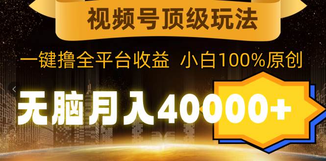 视频号顶级玩法，无脑月入40000+，一键撸全平台收益，纯小白也能100%原创-翌晨科技网