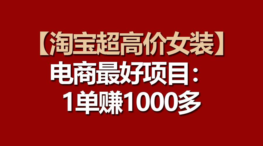 【淘宝超高价女装】电商最好项目：一单赚1000多-翌晨科技网