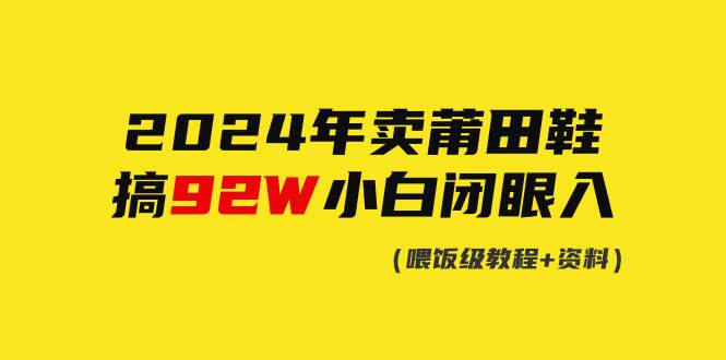 2024年卖莆田鞋，搞了92W，小白闭眼操作！-翌晨科技网