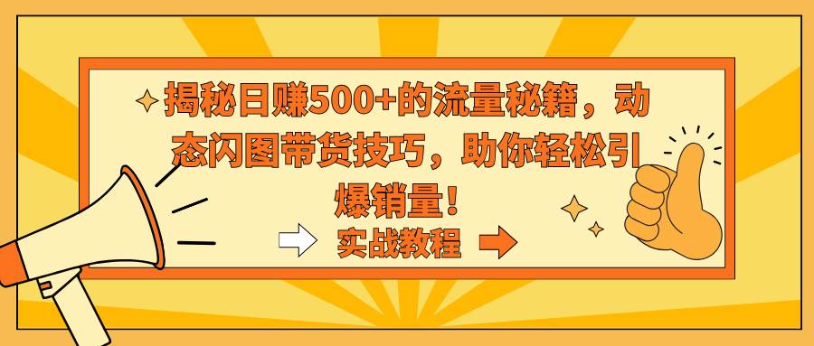 揭秘日赚500+的流量秘籍，动态闪图带货技巧，助你轻松引爆销量！-翌晨科技网