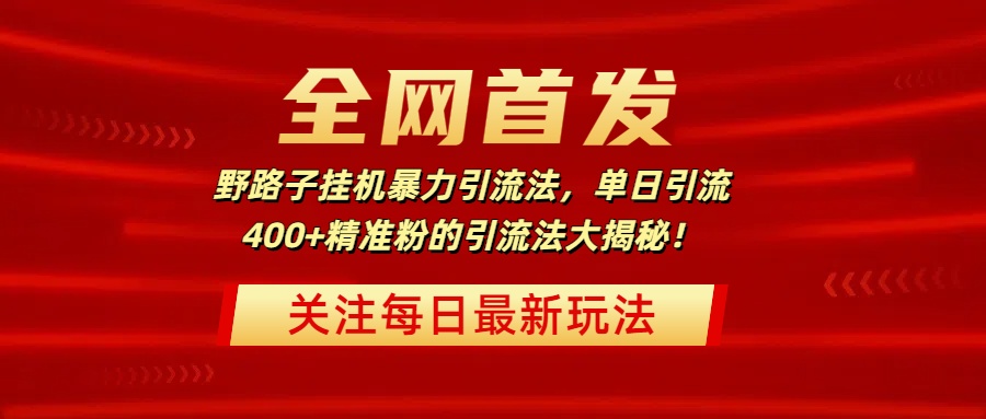 全网首发，野路子挂机暴力引流法，单日引流400+精准粉的引流法大揭秘！-翌晨科技网