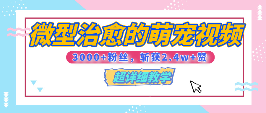 【揭秘】微型治愈的萌宠视频，3000+粉丝，6秒的视频、斩获2.4w+赞【附详细教程】-翌晨科技网