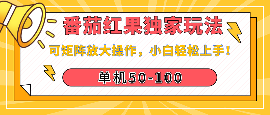 番茄红果独家玩法，单机50-100，可矩阵放大操作，小白轻松上手！-翌晨科技网