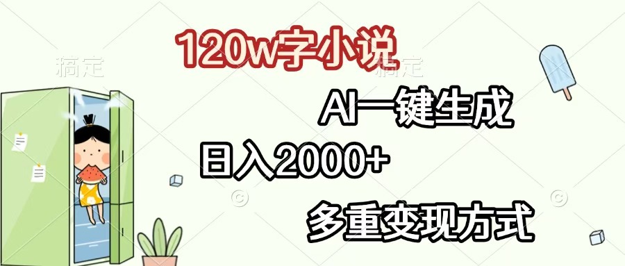 120w字小说，AI一键生成，日入2000+，多重变现方式-翌晨科技网