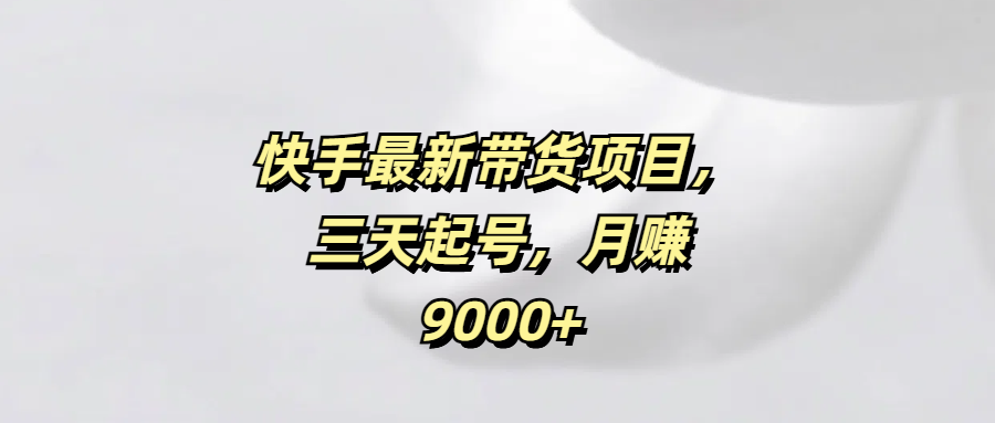 快手最新带货项目，三天起号，月赚9000+-翌晨科技网