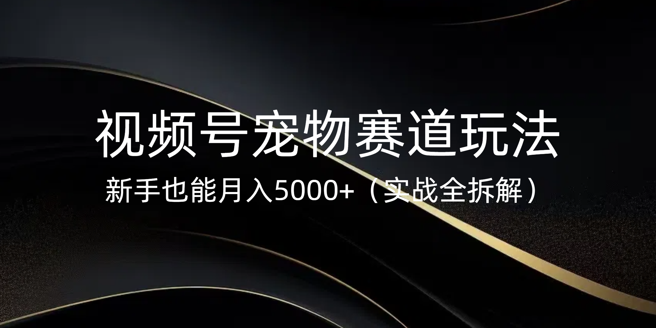 视频号宠物赛道玩法，新手也能月入5000+（实战全拆解）-翌晨科技网