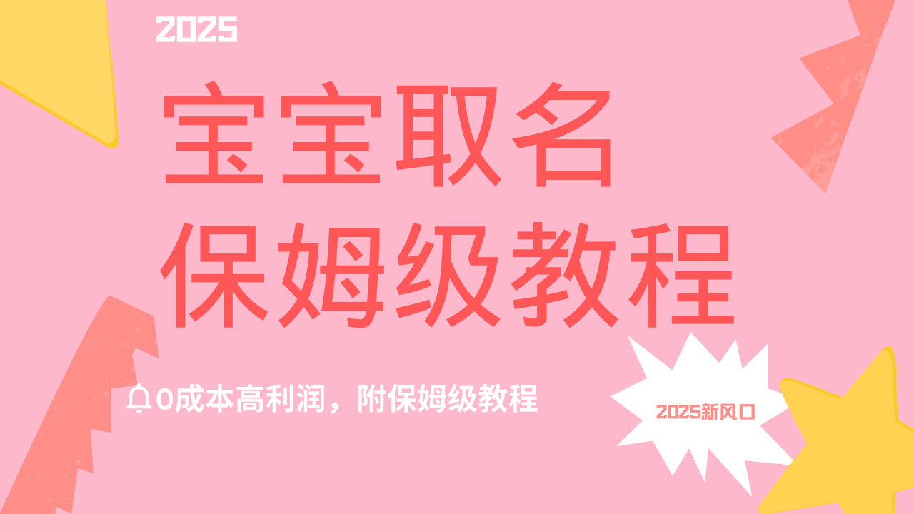 2025新风口项目宝宝取名，0成本高利润，附保姆级教程，月入过万不是梦-翌晨科技网