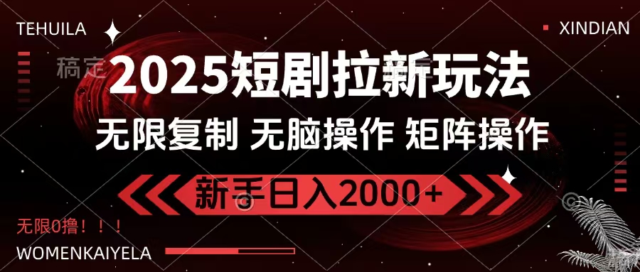 2025短剧拉新玩法，无需注册登录，无限0撸，无脑批量操作日入2000+-翌晨科技网