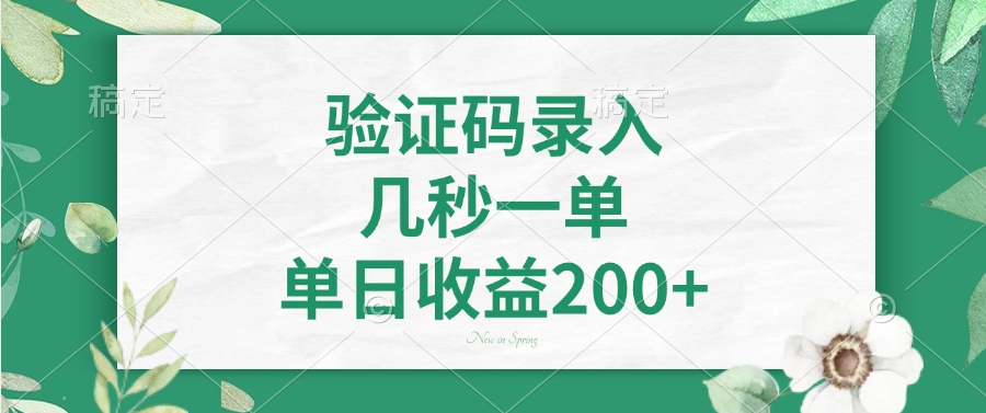 验证码录入，看图识字，几秒一单，单日收益200+-翌晨科技网