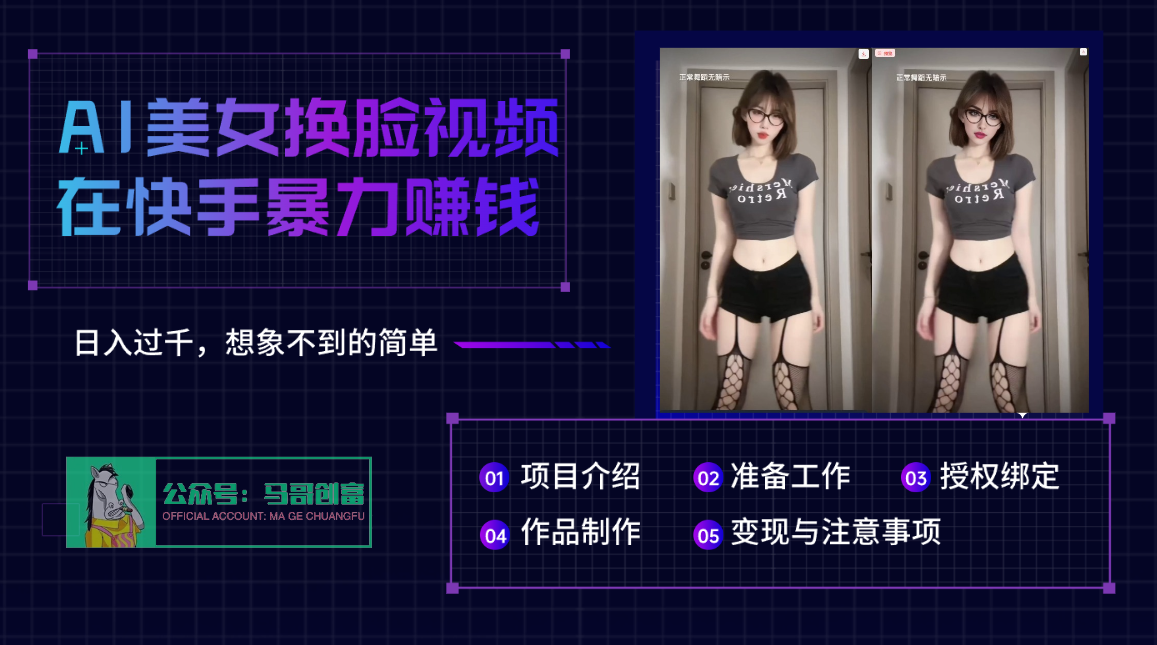 AI批量生成美女换脸视频，结合抖音快手暴利赚钱，通过此方法拉新日入过千-翌晨科技网