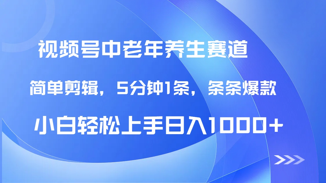 DeepSeek+既梦做视频号中老年养生赛道，条条爆款5分钟1条，轻松日入1000+-翌晨科技网