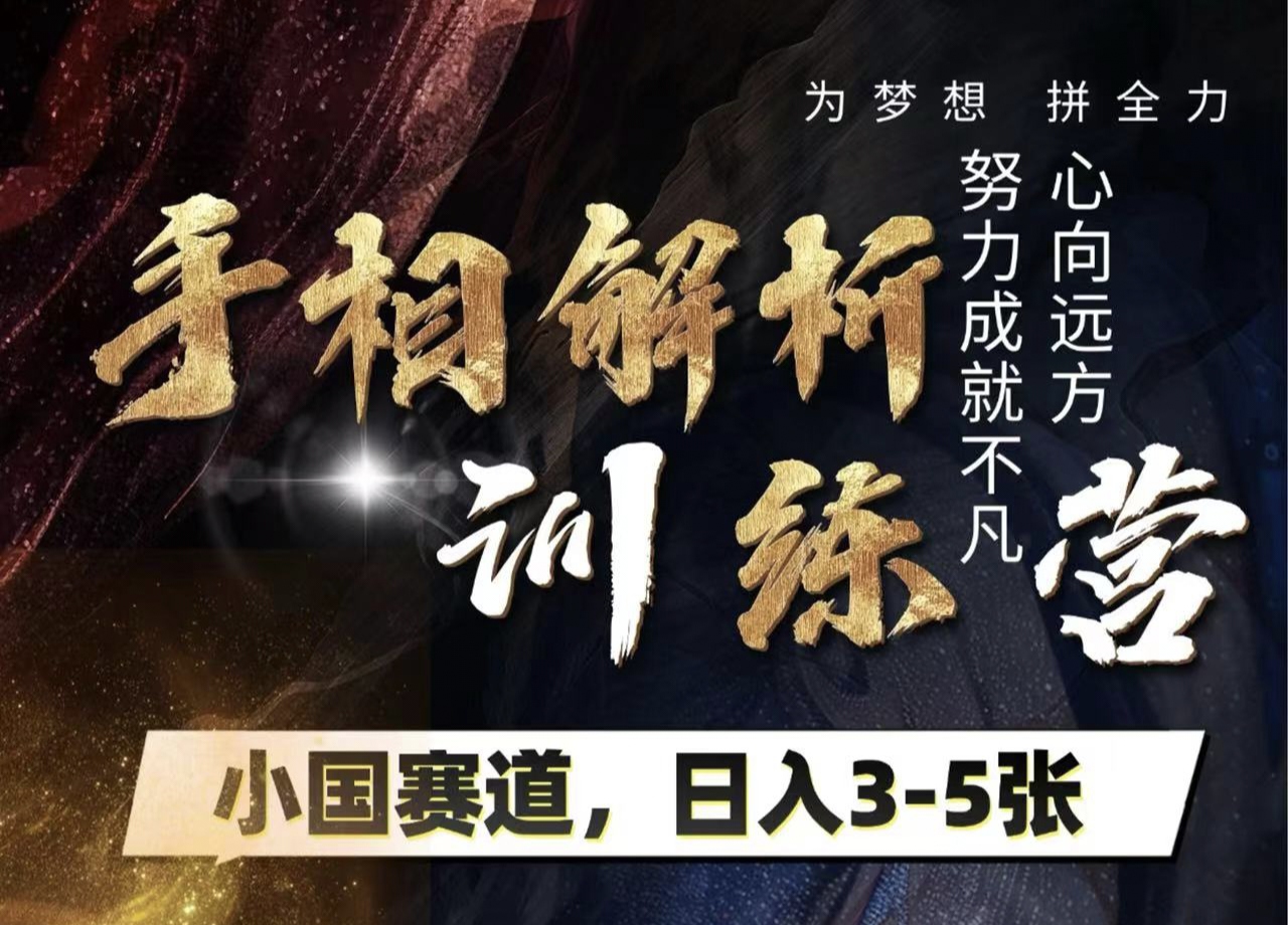 手相解析训练营，全网独家项目，小国赛道，轻松日入3-5张-翌晨科技网